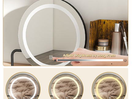 Makeup Vanity Table With LED Lights, 3 Color Options, Power Outlet