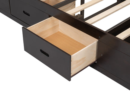Platform Bed With Storage Headboard, Shoe Rack And 4 Drawers