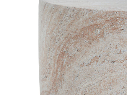Outdoor / Indoor, Lightweight Concrete Side Table With Travertine - Beige
