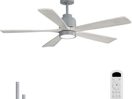 52" Ceiling Fan With Dimmable LED Light And 6 Speed Remote Control - Cement Gray
