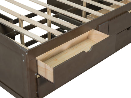 Daybed With 2 Bedside Cabinets, Upper Shelves And 4 Drawers