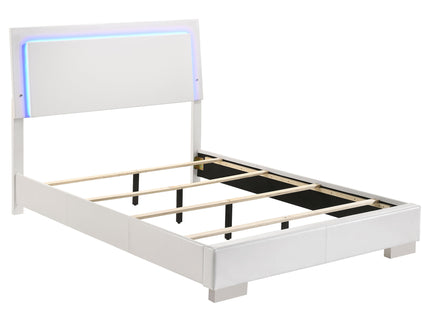 Dulcey - 5 Piece Twin Bedroom Set With LED Headboard - Gloss White