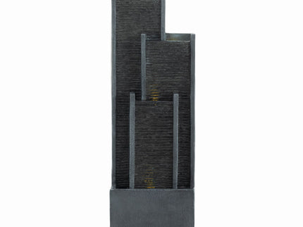 Outdoor Water Fountain With Cascading Waterfall And LED Lighting - Black