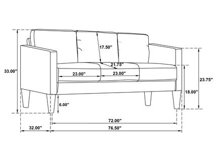 Ruth - 2 Piece Track Arm Sofa Set With Cushions - Black