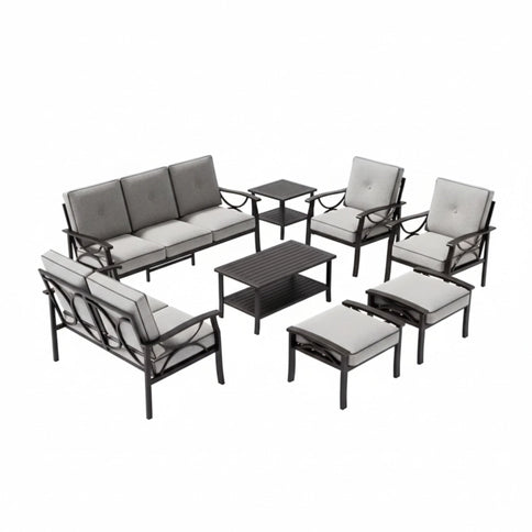 Patio Furniture Set, Coffee Table And Cushions For Backyard