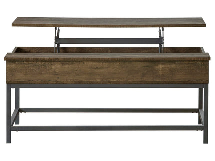 Walton - 2 Piece Coffee And End Table Set With Lift Top Design - Brown Oak