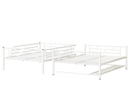Metal Bunk Bed With Shelf And Guardrails
