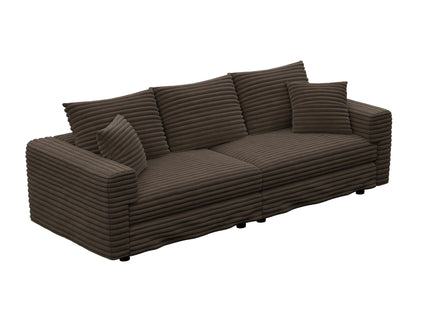Deep Seat Convertible Sofa With Soft Pillows And Ottomans