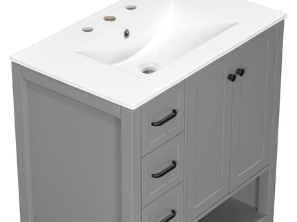 Bathroom Vanity With Sink Top, Bathroom Vanity Cabinet With 2 Doors And 2 Drawers, Open Shelf
