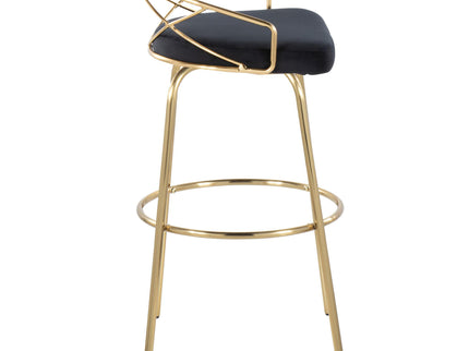 Charlotte - Glam Glam / Art Deco Fixed Height Barstool With Swivel With Round Footrest (Set of 2)