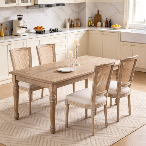 Upholstered Dining Chairs With T - Shaped Back (Set of 2) - Beige