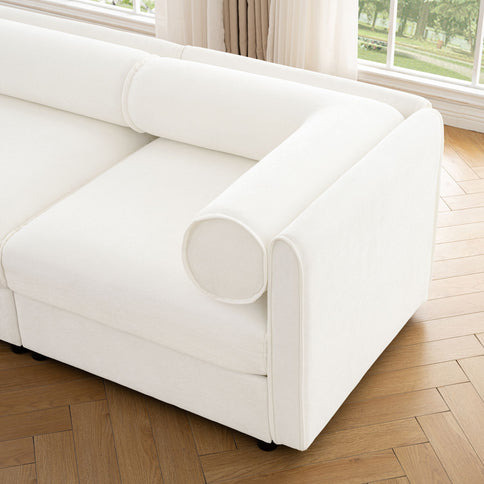 Stylish Sofa With Storage Seat And Cylindrical Backrest