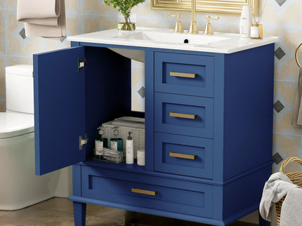 Bathroom Vanity, Modern Bathroom Cabinet With Sink Combo Set, Bathroom Storage Cabinet With A Soft Closing Door And 3 Drawers, Solid Wood Frame