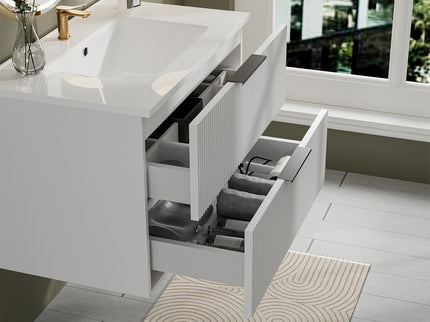 Modern Wall Mounted Floating Bathroom Vanity With Sink And Drawers