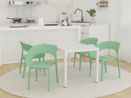 4 Piece Set Of Modern Designed Single Chairs With Long Table