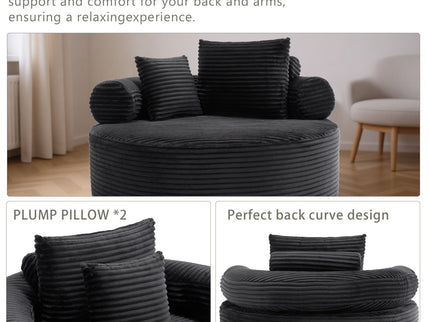 Round Sofa Bed With 3 Pillows For Living Room