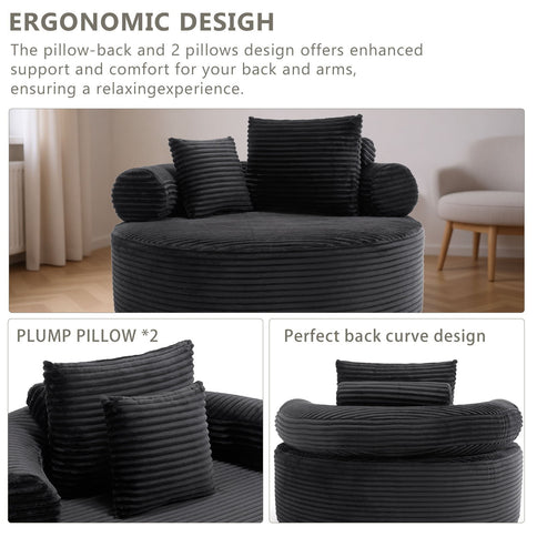 Round Sofa Bed With 3 Pillows For Living Room