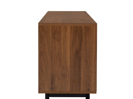 TV Stand For TVs, Entertainment Center With Closed Storage & Cable Management, Soft Closing Hinges - Walnut
