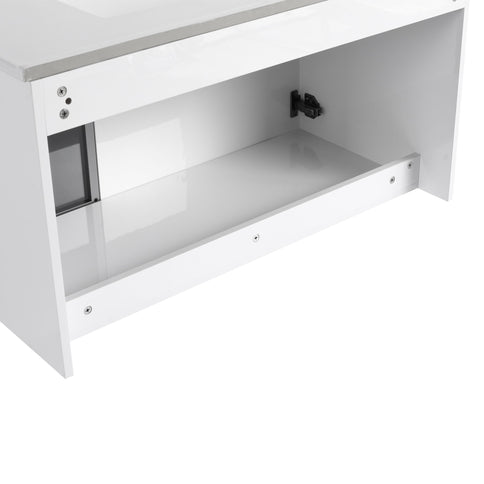 Wall Mounted Bathroom Vanity With Sink, 2 Soft Close Doors, Cabinet & Half Door