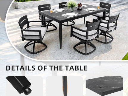 Outdoor Modern Patio Dining Table, Post Tapered Legs, Weatherproof & Rust Free