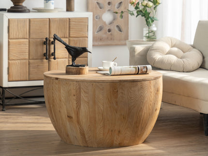 Vintage Style Barrel Coffee Table With Storage