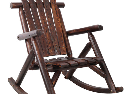 Durable Wooden Porch Rocker, Fir Log Rocking Chair
