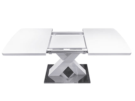 Rectangle Dining Table, Stretchable, X Shape Legs - White
