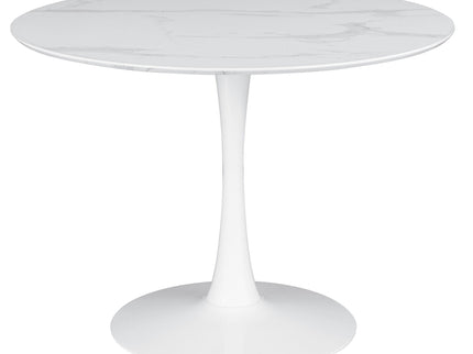 Round Dining Table With Pedestal Base - White