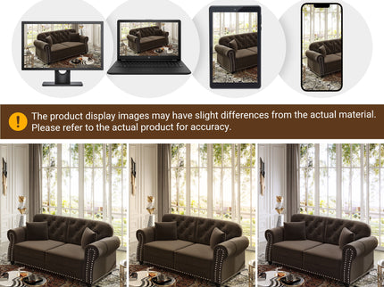 Upholstered Sofa With Nailhead Trim And Rolled Armrests