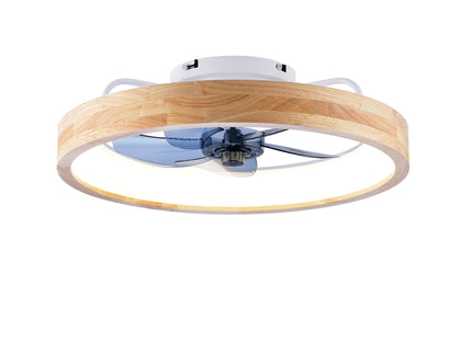 Ceiling Fans With Lights And Remote, 3000 - 6500K Dimmable Flush Mount LED Fan Light, 6 Speeds, Quiet DC Motor For Living Room - Matte White / Natural Wood