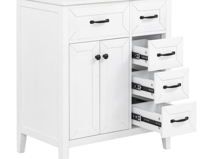 Bathroom Vanity With Sink, Freestanding Design, Soft Close Doors & Drawers - White