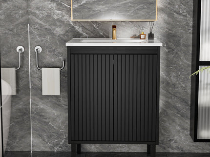 Bathroom Vanity With Ceramic Sink, Floor-Standing Design, Soft-Closing Drawers