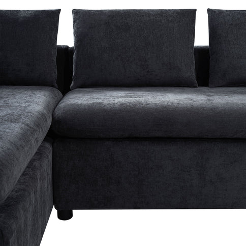 Modern L Shaped Sectional Sofa With Upholstery And Wooden Storage