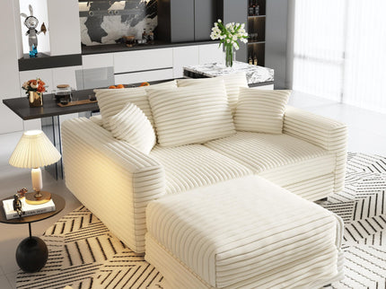 Deep Seat Convertible Sofa With Soft Pillows And Ottomans