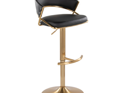 Jie - Contemporary Adjustable Barstool With Swivel With Rounded T Footrest (Set of 2)