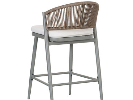 Outdoor 26" Counter Height Metal Frame Counter Stools With Scallop Shaped Backrest & Water Resistant Cushions