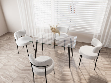 Modern Minimalist Rectangular Glass Dining Table With Tempered Glass Top Metal Legs, For 4 - 6 - Transparent