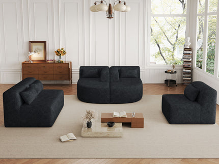 Upholstered Sofa Free Combined Sofa Couch With 2 Chaise Lounge And Five Back Pillows For Living Room