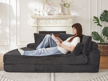 Semi Circular 2 In 1 Sofa Bed With Neck Pillow And Throw Pillows