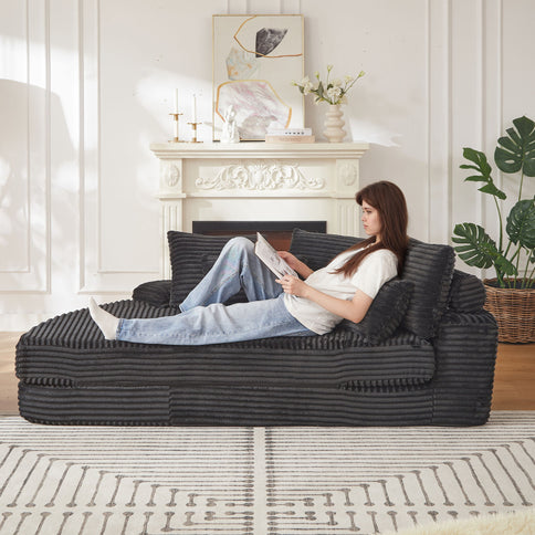 Semi Circular 2 In 1 Sofa Bed With Neck Pillow And Throw Pillows