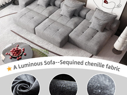 Modern Oversized, Modular Sectional Sofa With Pillows