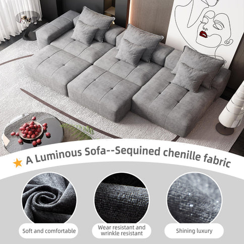 Modern Oversized, Modular Sectional Sofa With Pillows