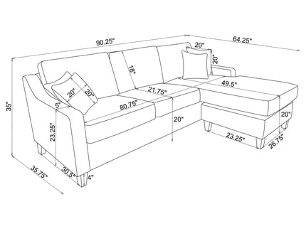 Isla - L-Shaped Sectional Sofa With Pillows - Beige