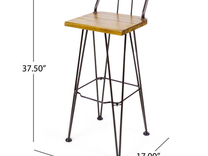 Outdoor Barstool With Angled Metal Legs - Brown