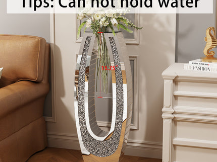U - Shaped Floor Vase With Shattered Diamond Mirror Surface