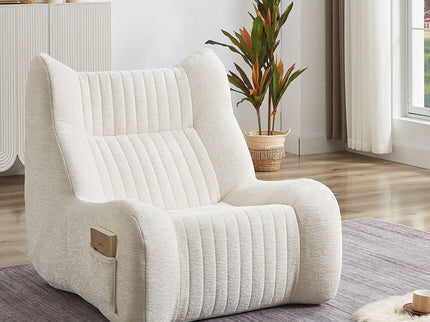 Bean Bag Chair For Adults, Lazy Floor Sofa Couch Memory Foam Bean Bag Sofas Chenille Fabric Reading Chair Comfortable Corner Lounge Sofa For Living Room - White