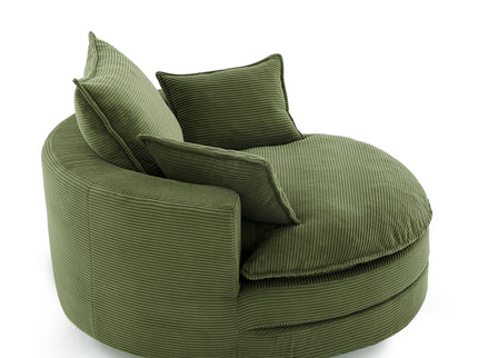 360° Swivel Accent Barrel Chair With Dual Layer Cushion And 3 Removable Pillows