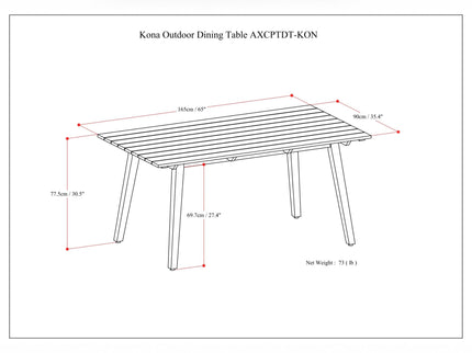 Kona - Outdoor Dining Table - Light Teak