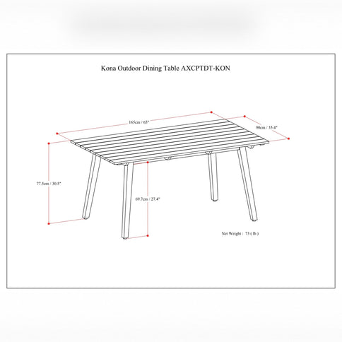 Kona - Outdoor Dining Table - Light Teak