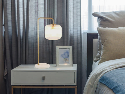 Haven - Clear Table Lamp, Button Control - Gold / White / White Marble
